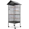 Image de Cage à oiseaux - vidaXL - 66 x 66 x 155 cm - Acier Noir - 4 perchoirs - Intérieur
