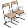 Image de Lot de 2 chaise Vidaxl H. 75 cm non pliable interieur en bois massif