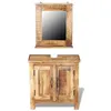 Image de vidaXL Coiffeuse Meuble de lavabo avec miroir en bois de mango massif Set de bain