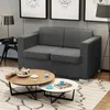 Image de vidaXL Canapé à 2 places Sofa pour salon bureau séjour Tissu Gris foncé