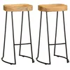 Image de Tabourets de bar lot de 2 bois de manguier massif