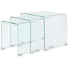Image de vidaXL Ensemble de tables gigognes 3 Pièces Verre trempé Transparent