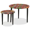 Image de vidaXL Table basse 2 pcs Détails tissés chindi Multicolore