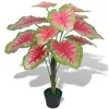Image de vidaXL Kunstplant caladium met pot 85 cm groen en rood244436