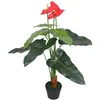 Image de vidaXL Kunst anthurium plant met pot 90 cm rood en geel244447