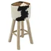 Image de Tabouret de bar Cuir véritable et bois de teck solide