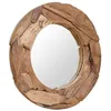 Image de vidaXL Teck Miroir Décoratif Miroir Mural Miroir de Douche Miroir de Salon Salle de Séjour Chambre à Coucher Maison Intérieur 80 cm Rond