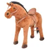 Image de Jouet en peluche - VIDAXL - Cheval Marron - 64 cm - Fonction sonore - Pour enfants à partir de 3 ans