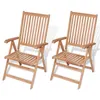 Image de Chaises inclinables de jardin lot de 2 Bois de teck solide