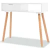 Image de Table console Bois de pin massif 80 x 30 x 72 cm Blanc