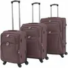Image de Jeu de valises souples - vidaXL - 3 pcs - Couleur café - Tissu Oxford - 4 roulettes 360°