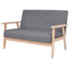 Image de vidaXL Canapé à 2 places Tissu Gris foncé