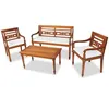 Image de Ensembles de bancs. canapes et tables de jardin vidaxl teck 4 personnes bois 51.5 x 120 x 84 cm 4 pieces