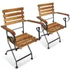 Image de Lot de 2 chaise vidaxl H. 85 cm pliable exterieur en acacia marron