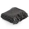 Image de vidaXL Plaid vierkanten 220x250 cm katoen zwart245332