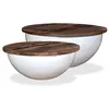 Image de vidaXL Table basse 2 pcs Bois de récupération massif blanc forme bol