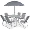 Image de vidaXL Mobilier à dîner d'extérieur 8 pcs Acier et textilène Gris