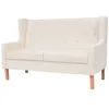 Image de vidaXL Canapé à 2 places Tissu Blanc crème