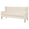 Image de vidaXL Canapé à 3 places Tissu Blanc crème