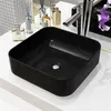 Image de vidaXL Lavabo carré Céramique Noir 38 x 38 x 13,5 cm