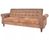 Image de Canape droit vidaxl 2 places en polyester marron 196 x 196 x 82 cm