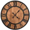 Image de vidaXL Horloge Murale Vintage Quartz Bois Métal Montre de Mur Pendule de Salon 50646