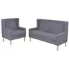Image de vidaXL Ensemble de canapés 2 pcs Tissu Gris