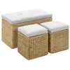 Image de vidaXL Banc avec 2 poufs Jacinthe d'eau Gris