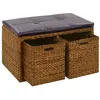 Image de vidaXL Banc avec 2 paniers Jacinthe d'eau 71 x 40 x 42 cm Marron