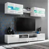 Image de Ensemble Meuble mural TV 5 pcs lumières LED Haute Brillance