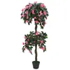 Image de vidaXL Kunstplant met pot rododendron 155 cm groen en roze245951