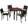 Image de Ensemble à manger d extérieur 5 pcs Rotin et bois d acacia Noir