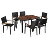 Image de vidaXL Mobilier d'extérieur 7 pcs Résine tressée et bois d'acacia Noir