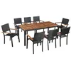 Image de Ensemble à manger d extérieur 9 pcs résine tressée et acacia