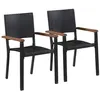 Image de Lot de 2 chaise vidaxl H. 88 cm empilable non pliable en resine tressee exterieur noir