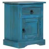 Image de vidaXL Table de chevet Bois de manguier massif 40 x 30 x 50 cm Bleu