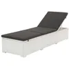 Image de Chaise longue vidaxl en resine tressee H. 31 cm blanc L. 195 cm non empilable non pliable