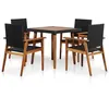Image de vidaXL Mobilier à dîner de jardin 5 pcs Résine tressée Noir et marron