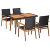 Image de Ensemble à manger d extérieur 5 pcs Résine tressée Noir marron