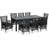 Image de Salon de jardin vidaxl noir 9 pieces 8 personnes 190 x 90 x 75 cm resine tressee