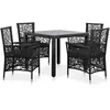 Image de Salon de jardin Vidaxl resine tressee noir 5 pieces 90.0 x 90 x 75.0 4 personnes