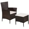 Image de Chaise et tabouret d extérieur et coussins Résine tressée Brun