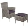 Image de Chaise et tabouret d extérieur et coussins Résine tressée Gris