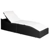 Image de vidaXL Chaise longue avec coussin Résine tressée Noir
