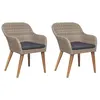 Image de Chaises d extérieur et coussins lot de 2 Résine tressée Marron