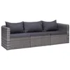 Image de Meuble de jardin 3 pcs avec coussins Gris Résine tressée