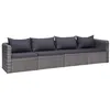 Image de Meuble de jardin 4 pcs avec coussins Gris Résine tressée