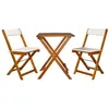 Image de Ensemble de bistro pliable 3 pcs avec coussins Acacia solide