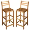 Image de Lot de 2 chaise de bar Vidaxl H. 110 cm non pliable interieur en bois massif marron