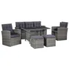 Image de Salon de jardin 6 pcs avec coussins résine tressée gris